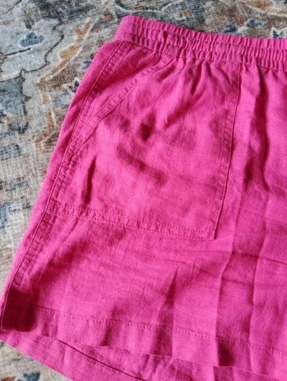 J. Crew Linen Bright Pink Drawstring Ladies Shorts with Pockets Medium